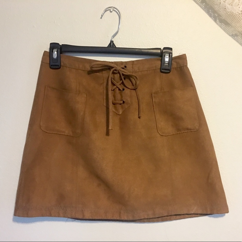 Carmel Suede High Waisted Mini Skirt